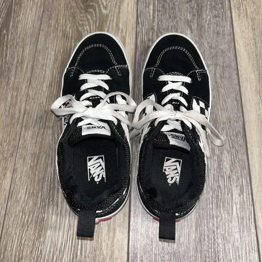 Vans Off The Wall Skater Shoes Youth 4.5 Black Checkered Low Top Sneakers 500714